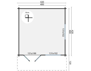 Gartenhaus Inge 420x540 cm